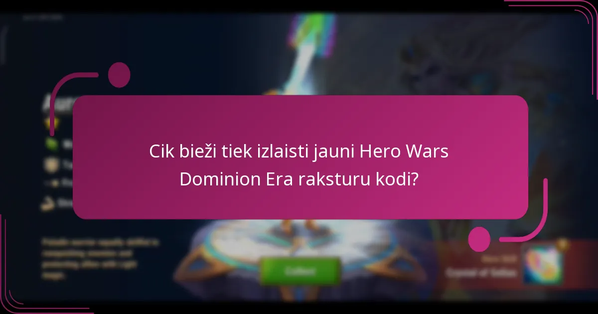 Kādas prēmijas sniedz Hero Wars Dominion Era raksturu kodi?