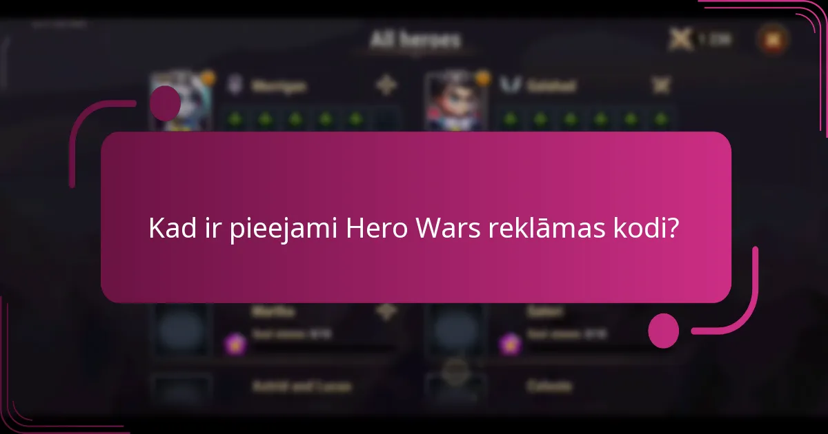 Kad ir pieejami Hero Wars reklāmas kodi?