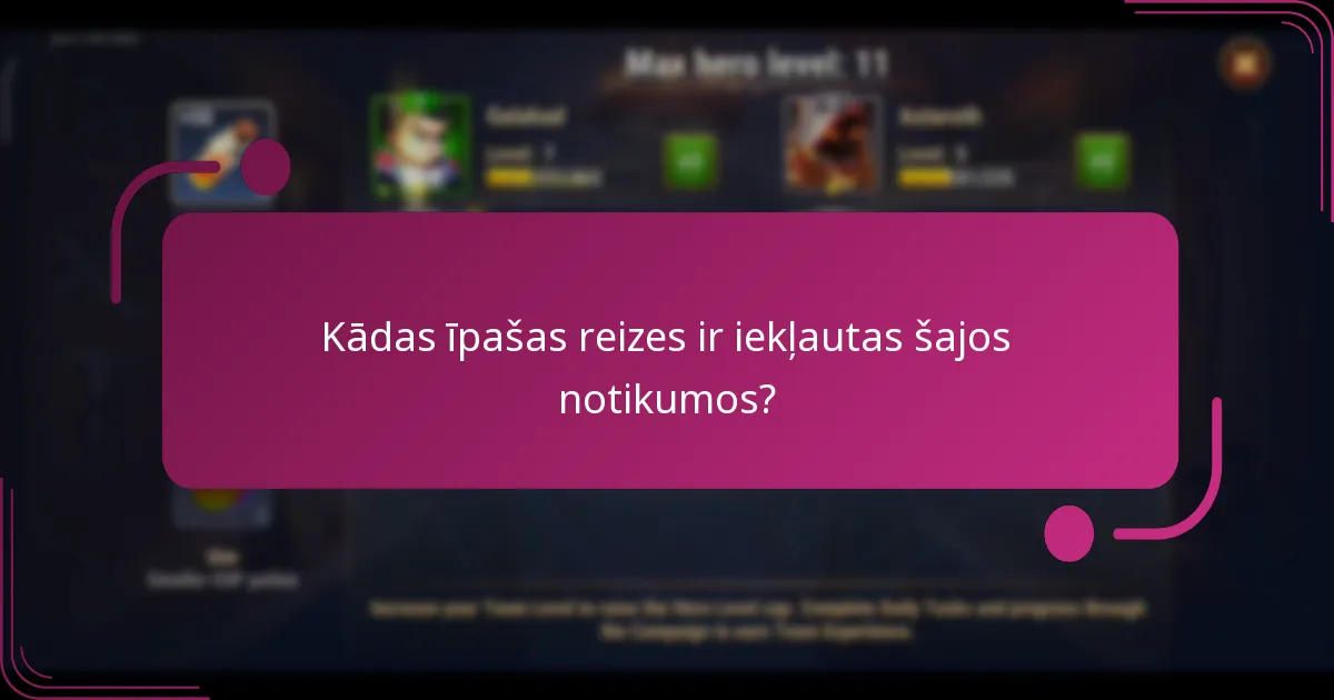 Kādas īpašas reizes ir iekļautas šajos notikumos?
