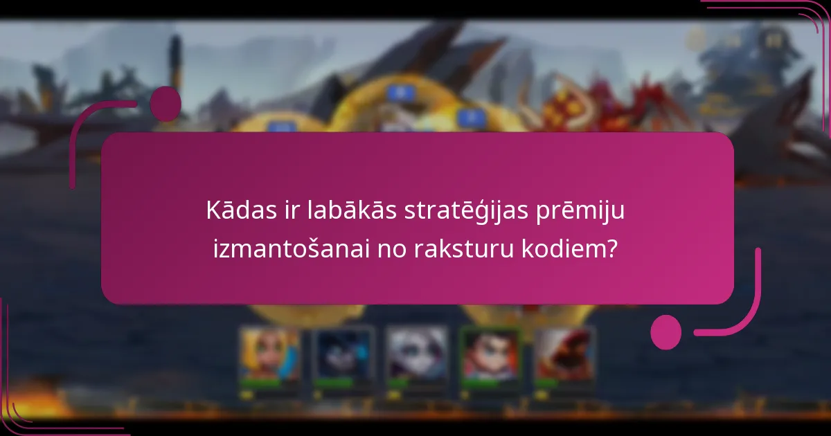 Kādas ir labākās stratēģijas prēmiju izmantošanai no raksturu kodiem?