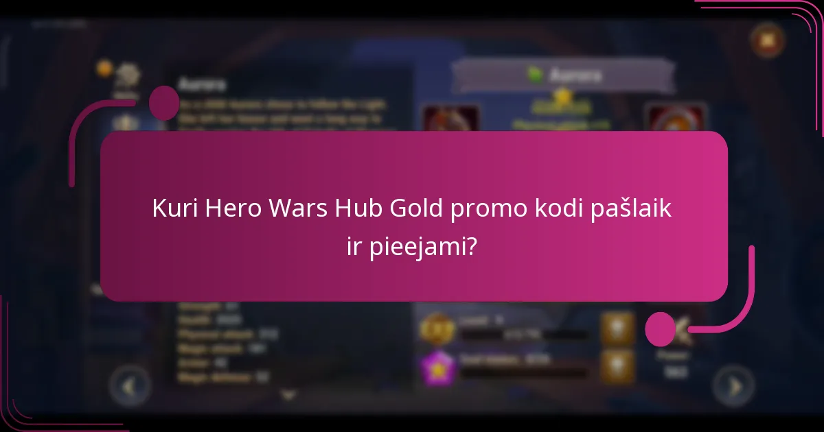 Kuri Hero Wars Hub Gold promo kodi pašlaik ir pieejami?